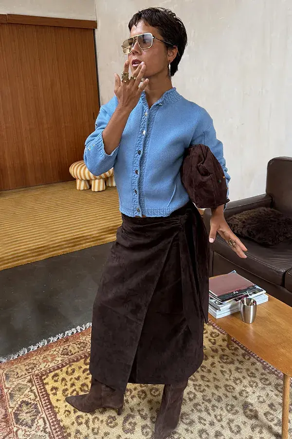 Never Fully Dressed Chocolate Suede Jaspre Skirt