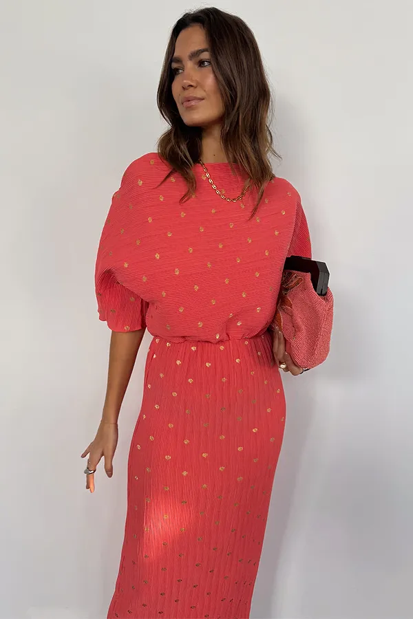 never fully dressed Coral Plisse Tilly Dress
