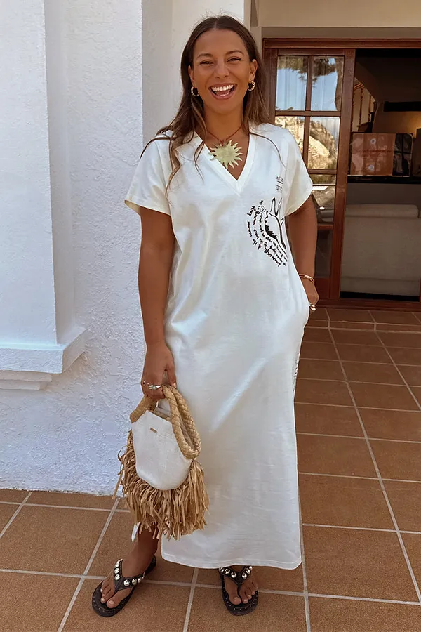 Never Fully Dressed Cream Palma T Shirt Dress