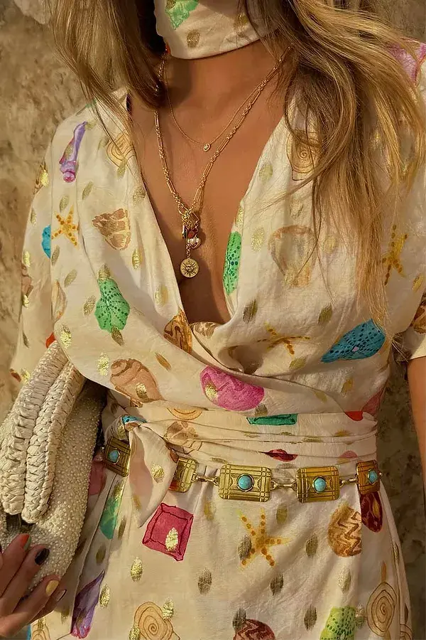 Never Fully Dressed Cream Shell Mini Wrap Dress