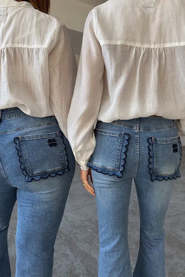 Never Fully Dressed Denim Flare Scallop Jean