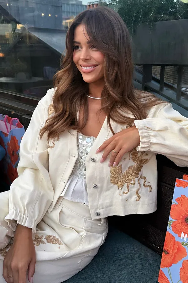 never fully dressed Ecru Cove Raffia Denim Jacket