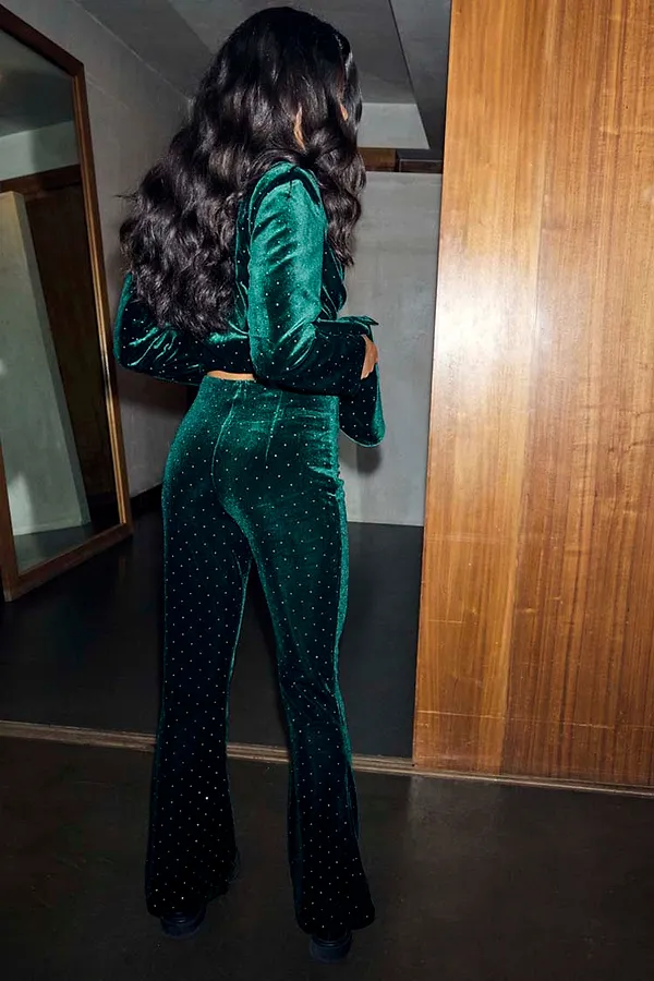Never Fully Dressed Emerald Velvet Trousers