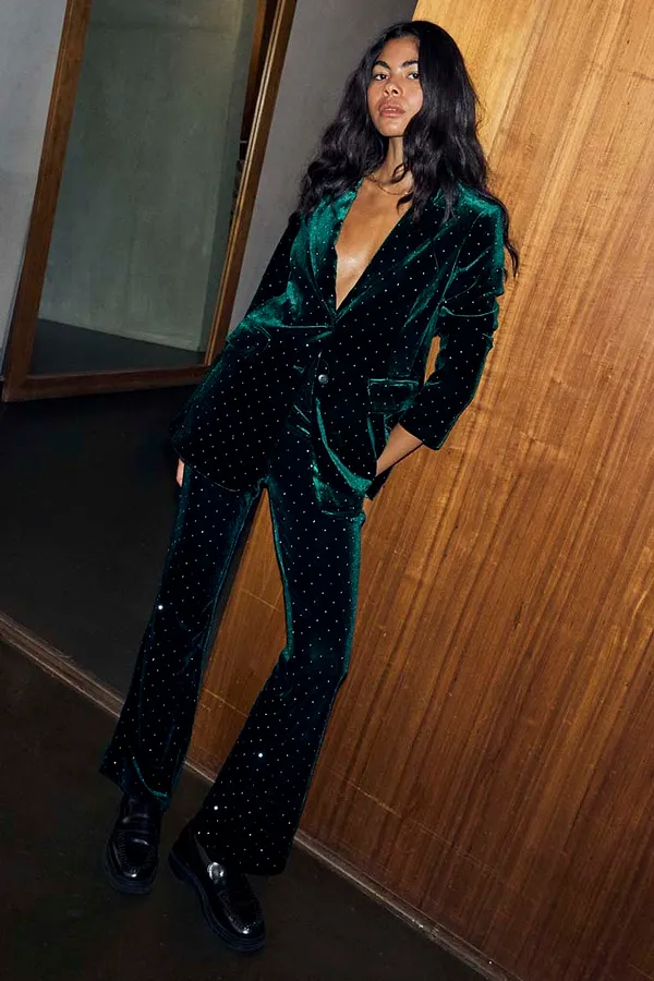 Never Fully Dressed Emerald Velvet Trousers