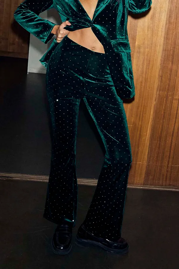 never fully dressed Emerald Velvet Trousers