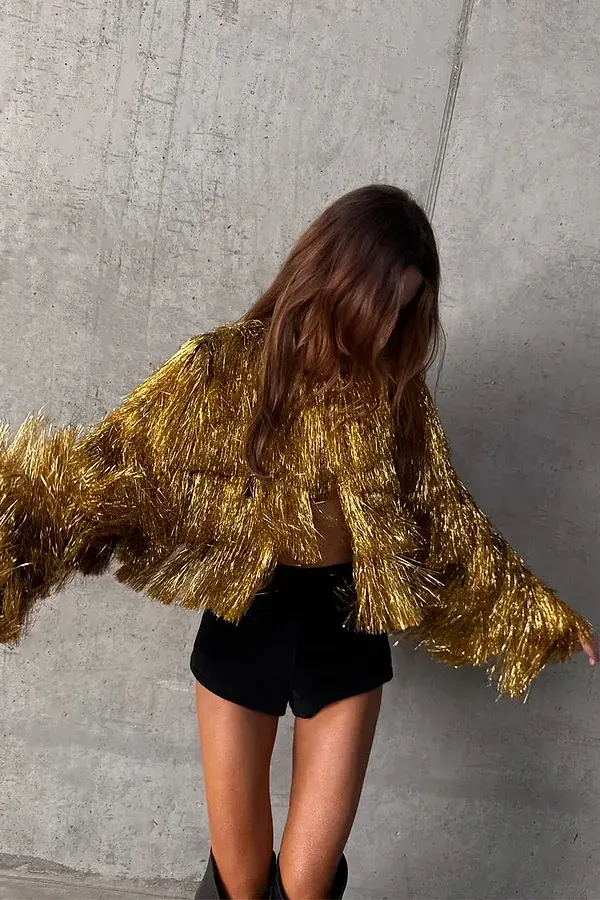 Never Fully Dressed Gold Fringe Jacket