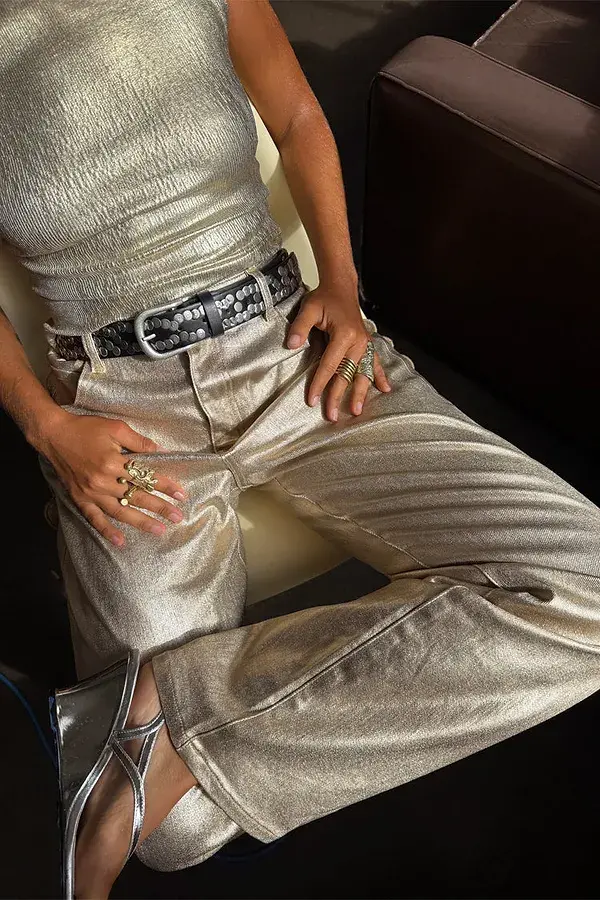 never fully dressed Gold Scallop Jeans