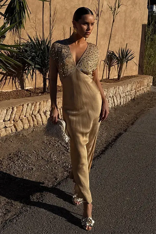 Never Fully Dressed Gold Sequin Elodie Dress