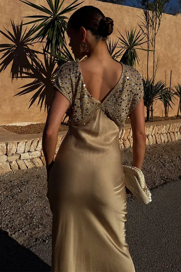 Never Fully Dressed Gold Sequin Elodie Dress