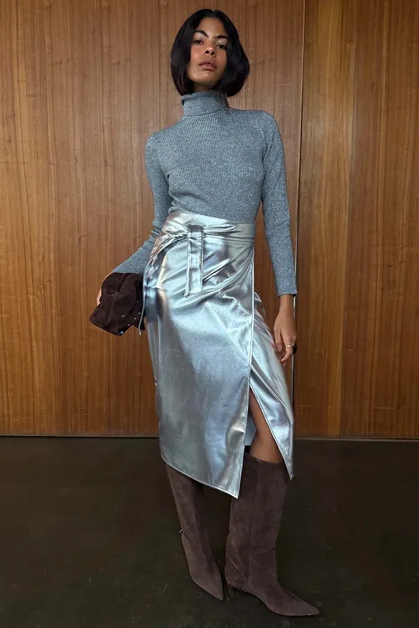 Never Fully Dressed Gunmetal Rib Knit Jumper
