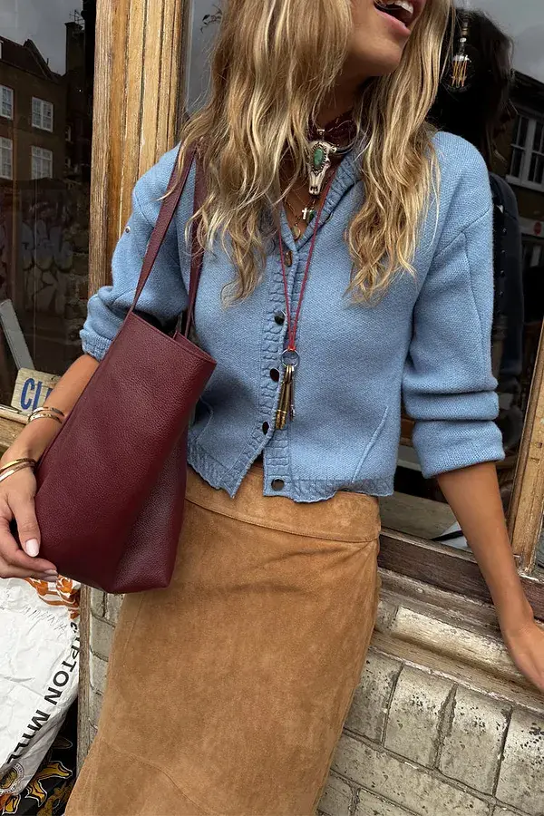 Never Fully Dressed Ice Blue Studded Cardigan