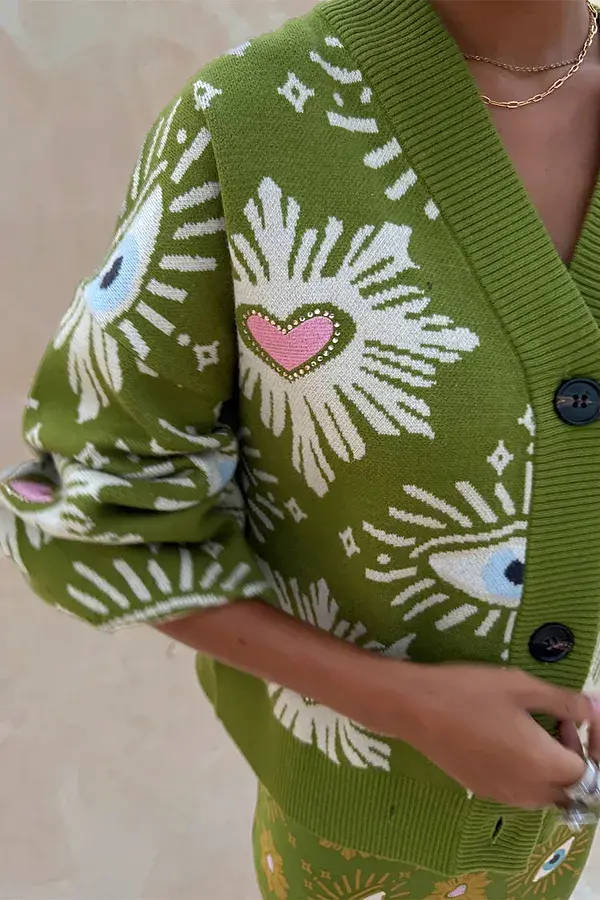 Never Fully Dressed Khaki Eye Cardigan