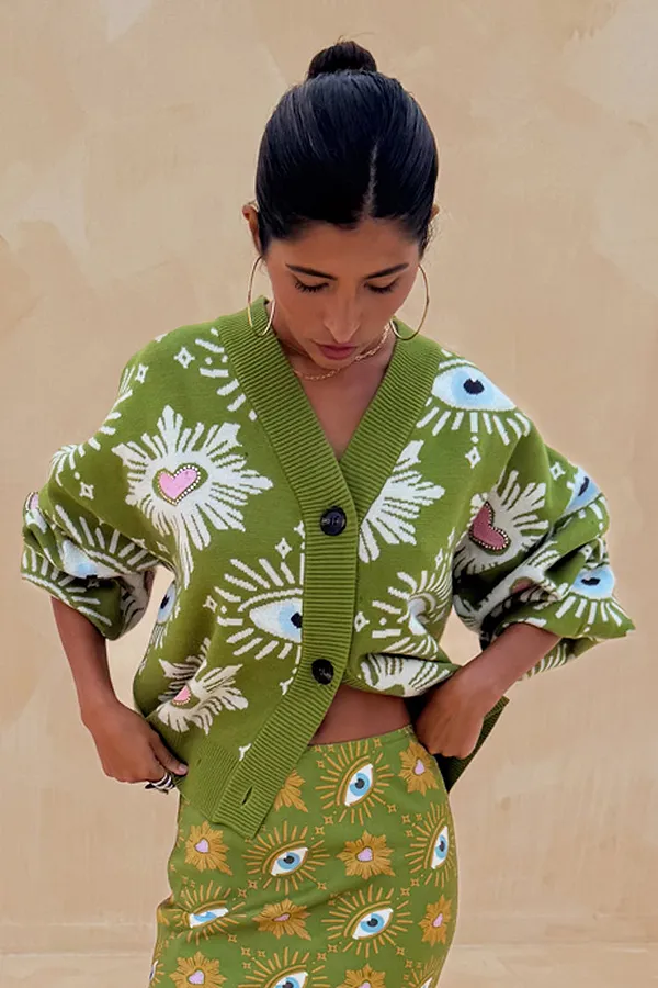 never fully dressed Khaki Eye Cardigan