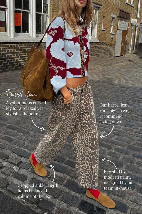 Never Fully Dressed Leopard Barrel Jean