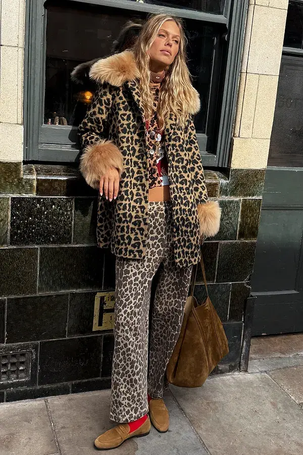 Never Fully Dressed Leopard Barrel Jean Petite