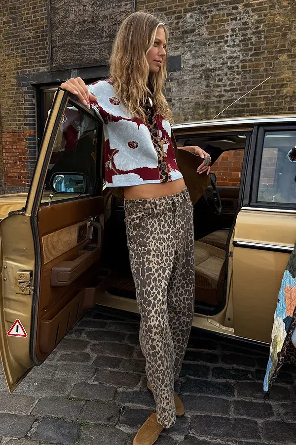 never fully dressed Leopard Barrel Jean