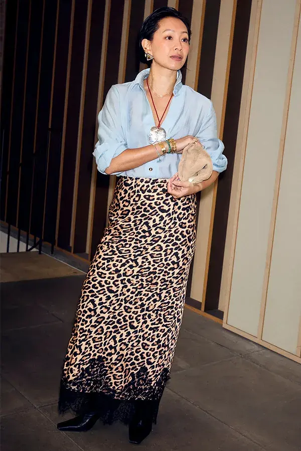 Never Fully Dressed Leopard Lace Maeva Midi Skirt