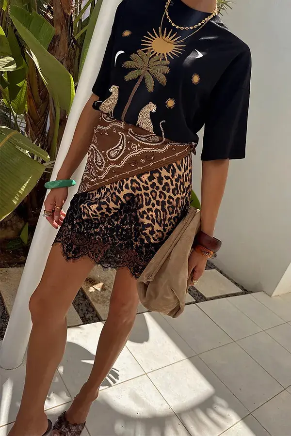 never Fully Dressed Leopard Lace Mini Maeva Skirt