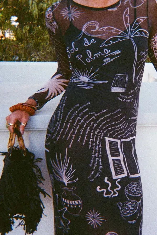 Never Fully Dressed Mono Palma Mesh Dress