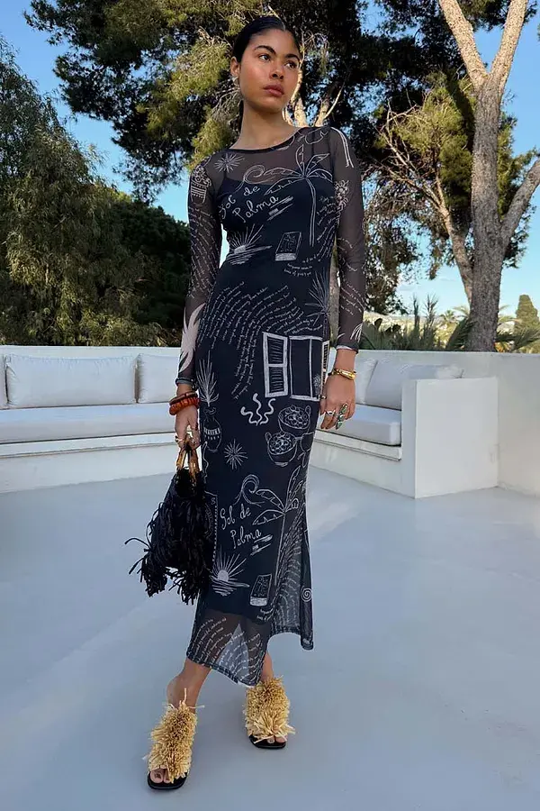 Never Fully Dressed Mono Palma Mesh Dress