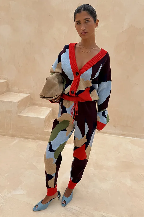 never fully dressed Navy Abstract Cuff Jogger