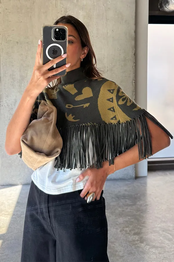 Never Fully Dressed Olive Amara Knit Cape