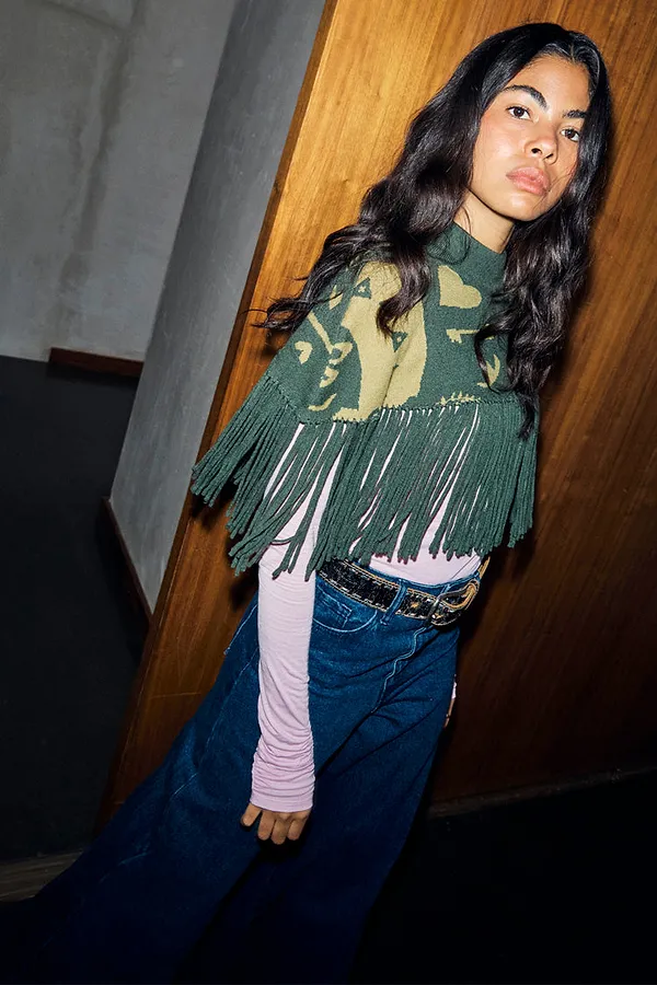 Never Fully Dressed Olive Amara Knit Cape