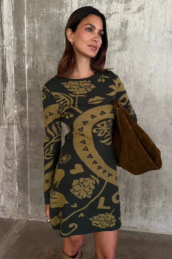 Never Fully Dressed Olive Amara Knit Mini Dress