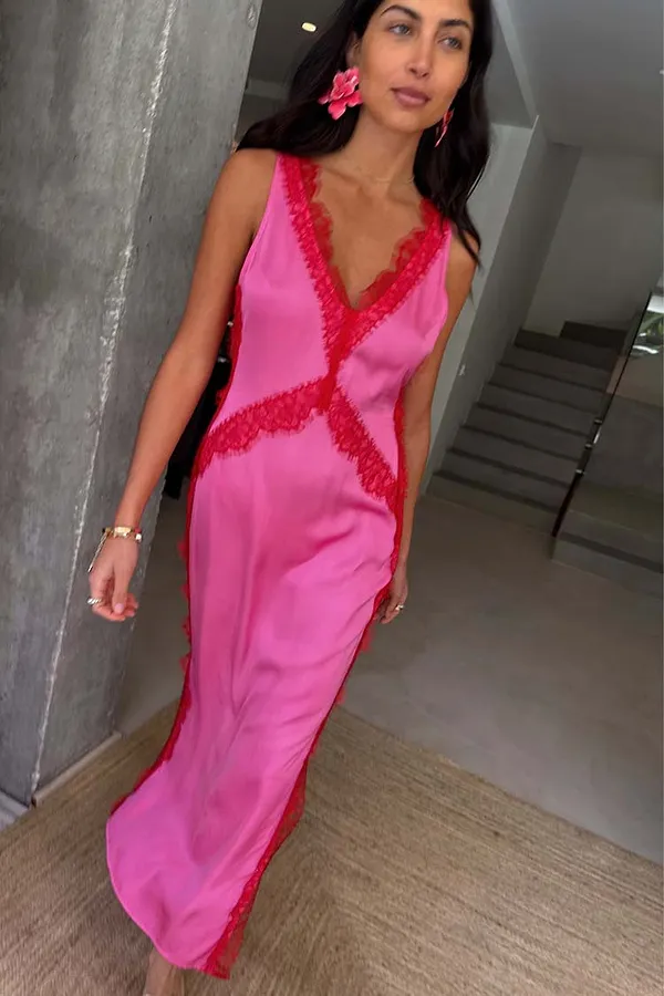 never fully dressed Pink and Red Clio Dress