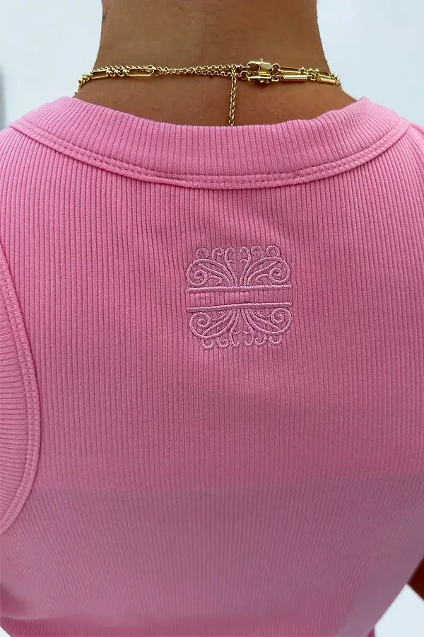 Never Fully Dressed Pink Ribbed Tank Top