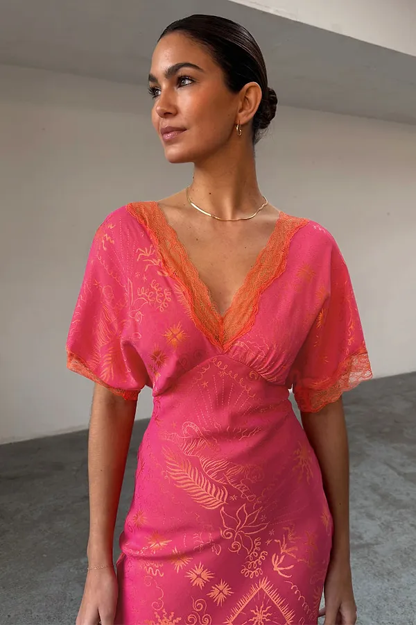 Never Fully Dressed Pink Safari Thea Maxi Dress