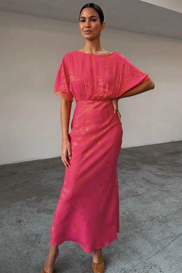 Never Fully Dressed Pink Safari Thea Maxi Dress