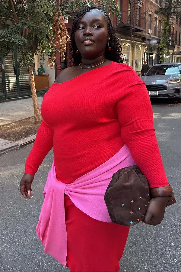Never Fully Dressed Red And Pink Afia Midi Dress