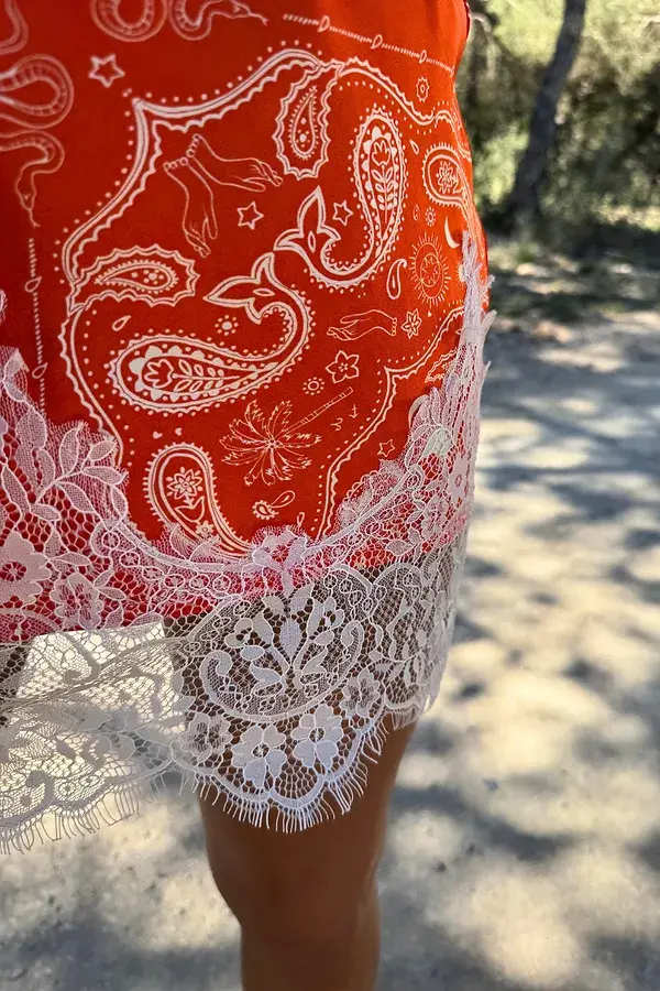 Never Fully Dressed Red Bandana Lace Maeva Skirt