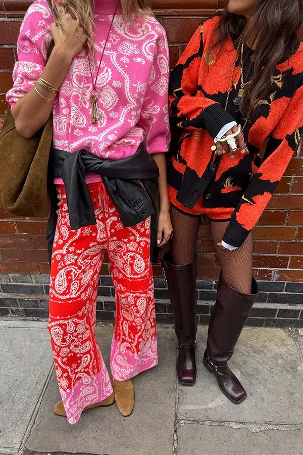 Never Fully Dressed Red Bandana Wide Leg Trousers