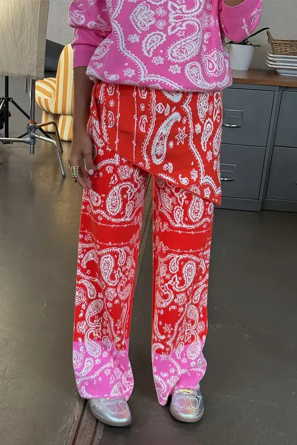 Never Fully Dressed Red Bandana Wide Leg Trousers