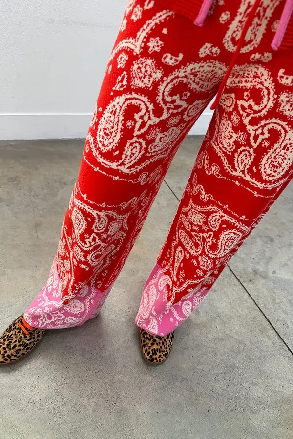 never fully dressed Red Bandana Wide Leg Trousers