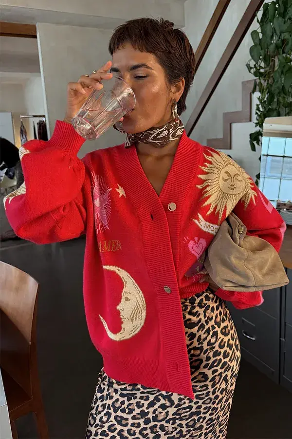 Never Fully Dressed Red Mystical Cardigan