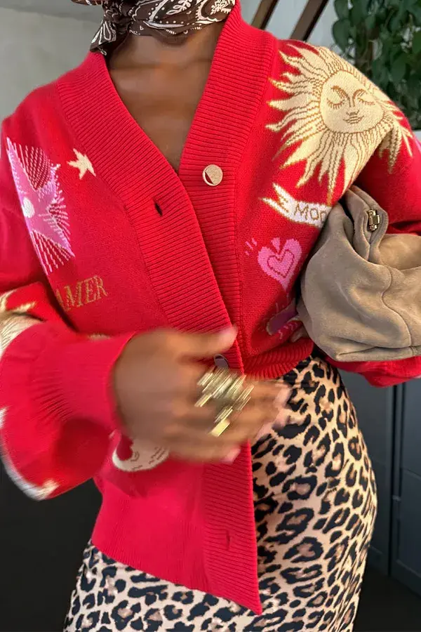 Never Fully Dressed Red Mystical Cardigan