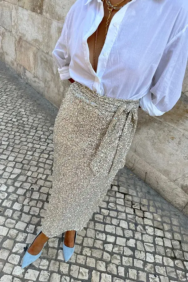 Never Fully Dressed Sequin Maxi Wrap Jaspre Skirt