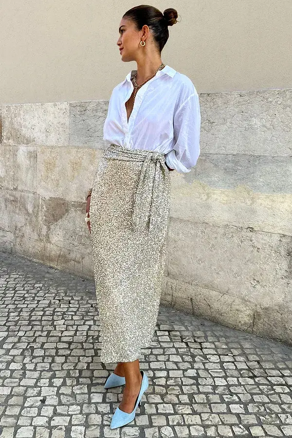 Never Fully Dressed Sequin Maxi Wrap Jaspre Skirt