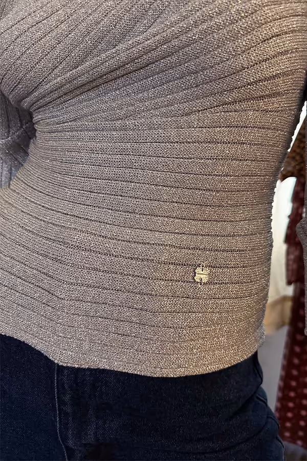 Never Fully Dressed Silver Rib Knit Tilly Top