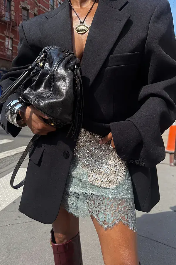 Never Fully Dressed Silver Sequin Mini Maeva Skirt