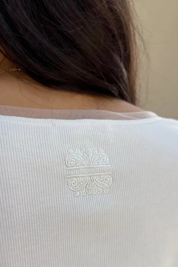 Never Fully Dressed White Teddy T-Shirt