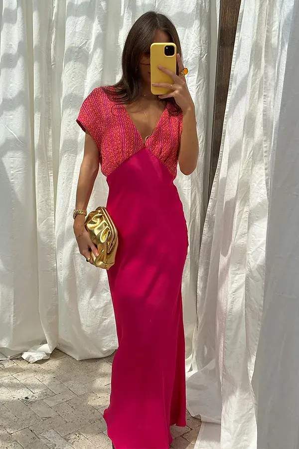 Never Fully Dressed Pink And Red Crochet Elodie Dress