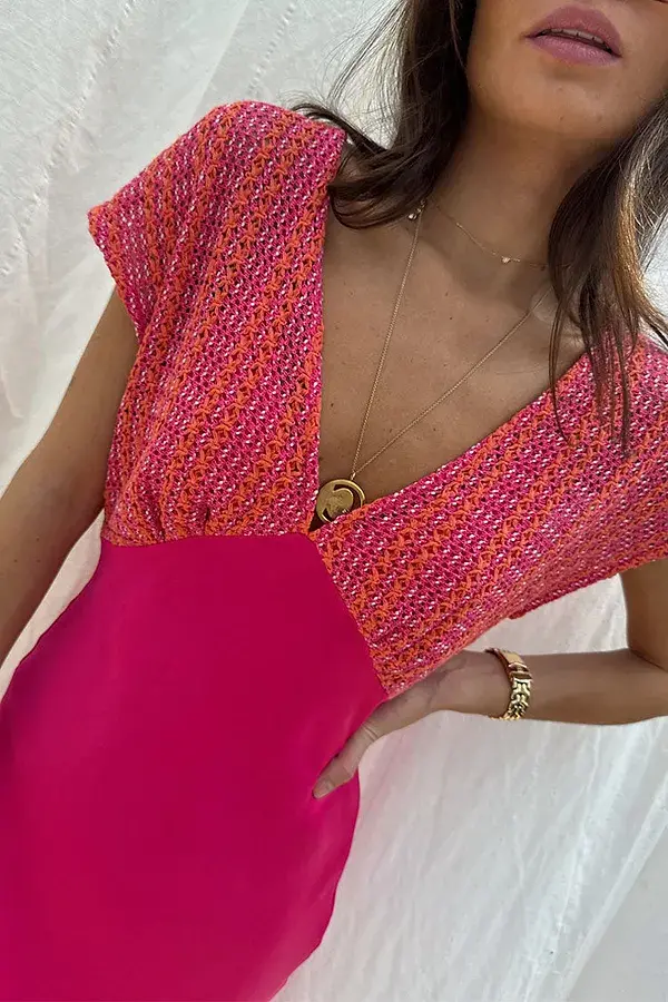 Never Fully Dressed Pink And Red Crochet Elodie Dress