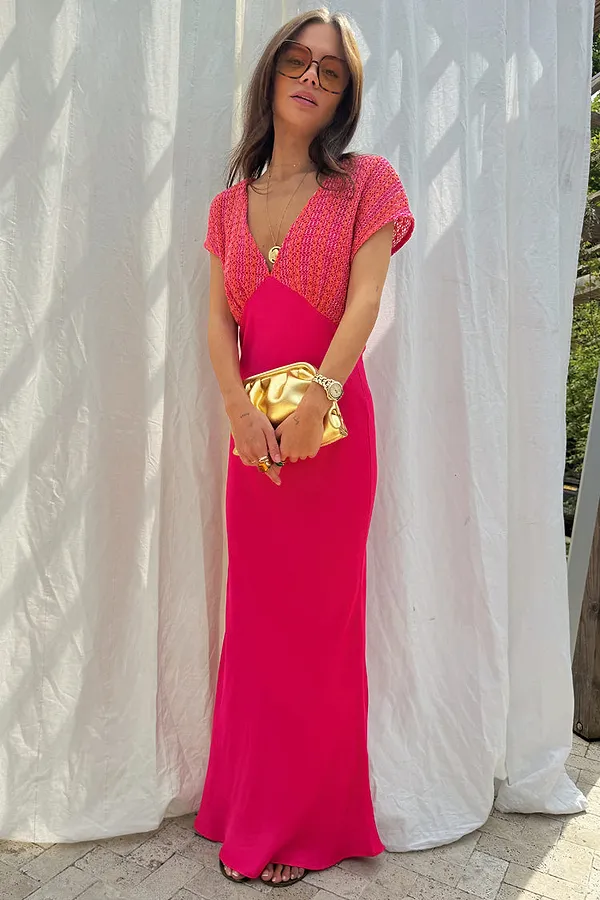 Never Fully Dressed Pink And Red Crochet Elodie Dress