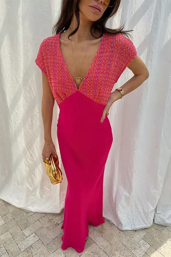 never fully dressed Pink and Red Crochet Elodie Dress