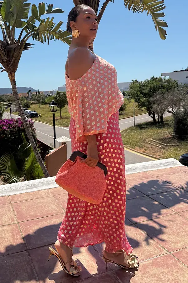 Never Fully Dressed Pink And Red Jacquard Tilly Dress