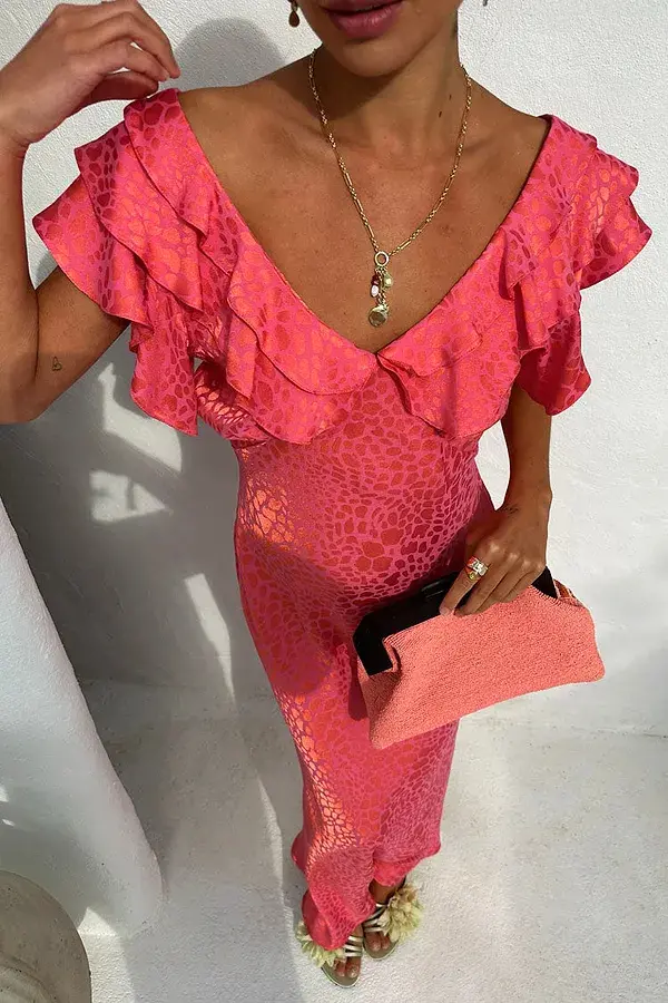 Never Fully Dressed Pink Animal Jacquard Tilda Dress